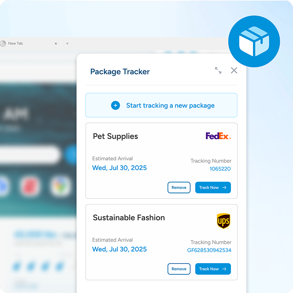 Wave Browser package tracking features