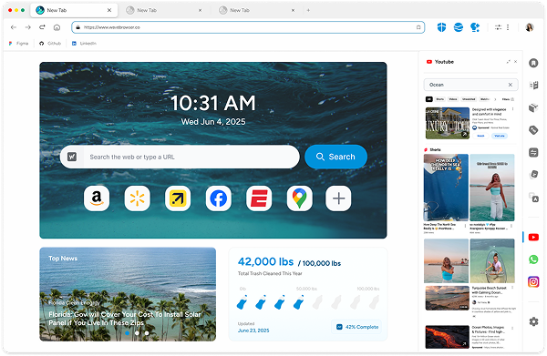 Wave Browser productivity and sustainability integration
