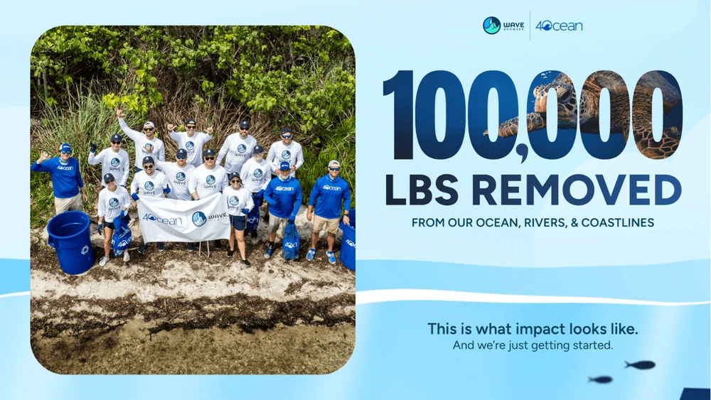 Wave Browser 4ocean Milestone 100K pounds ocean and waterway trash removed