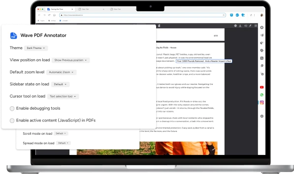 Wave Browser PDF markup and editing tools