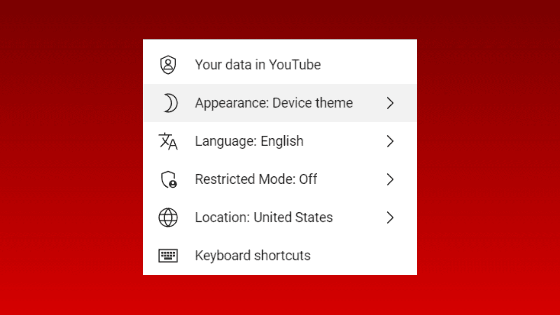 How to change YouTube to dark mode in Appearance Settings.