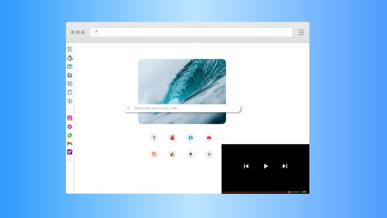 Floating video player wave browser