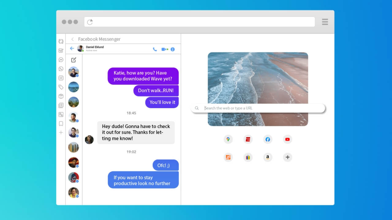 facebook messenger on wave browser