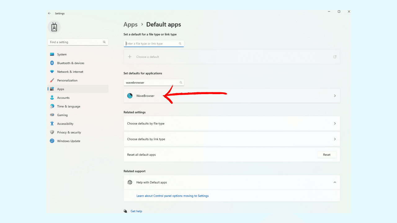 Select Wave Browser as default browser