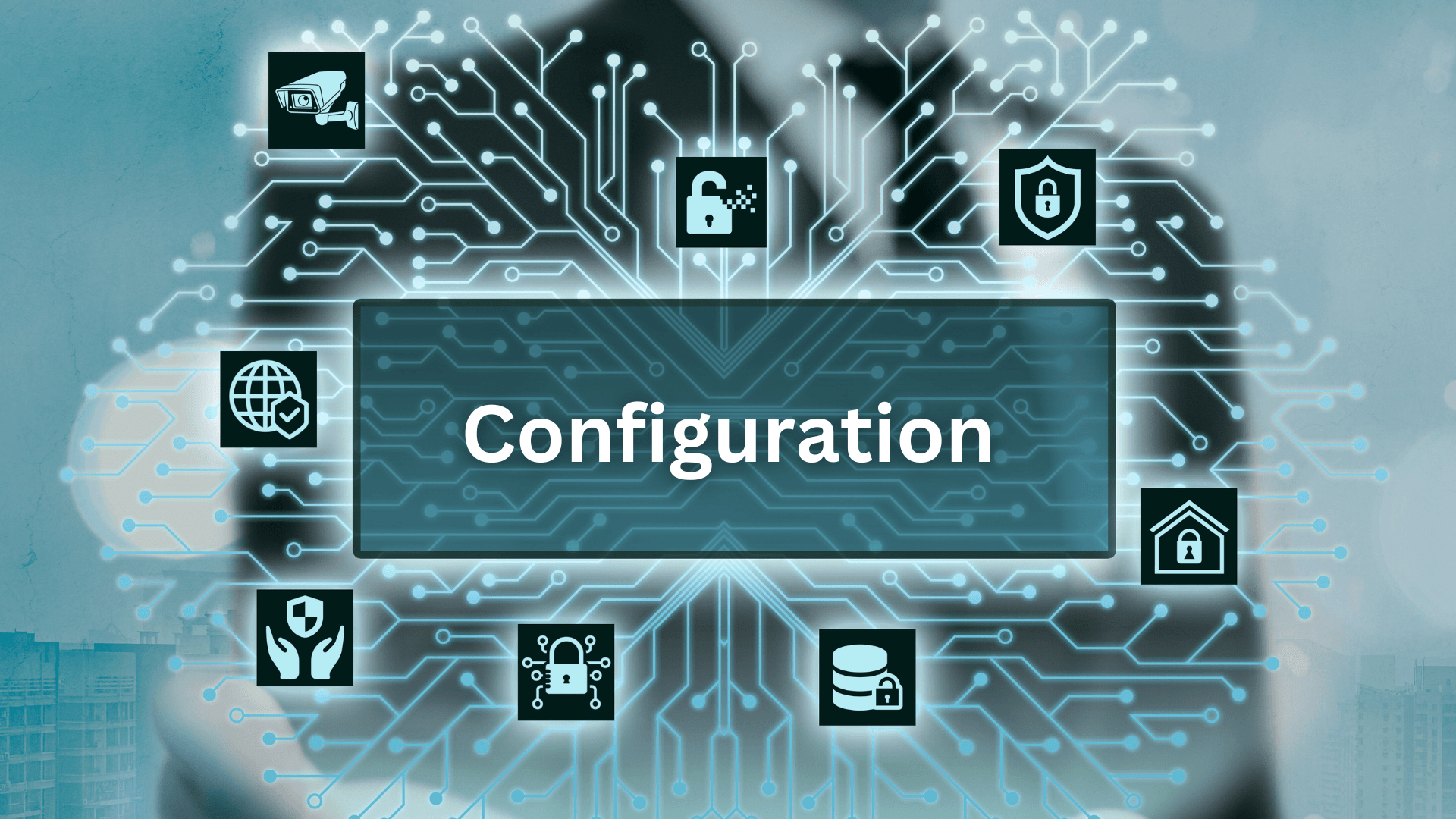 Digital circuit board with the word \