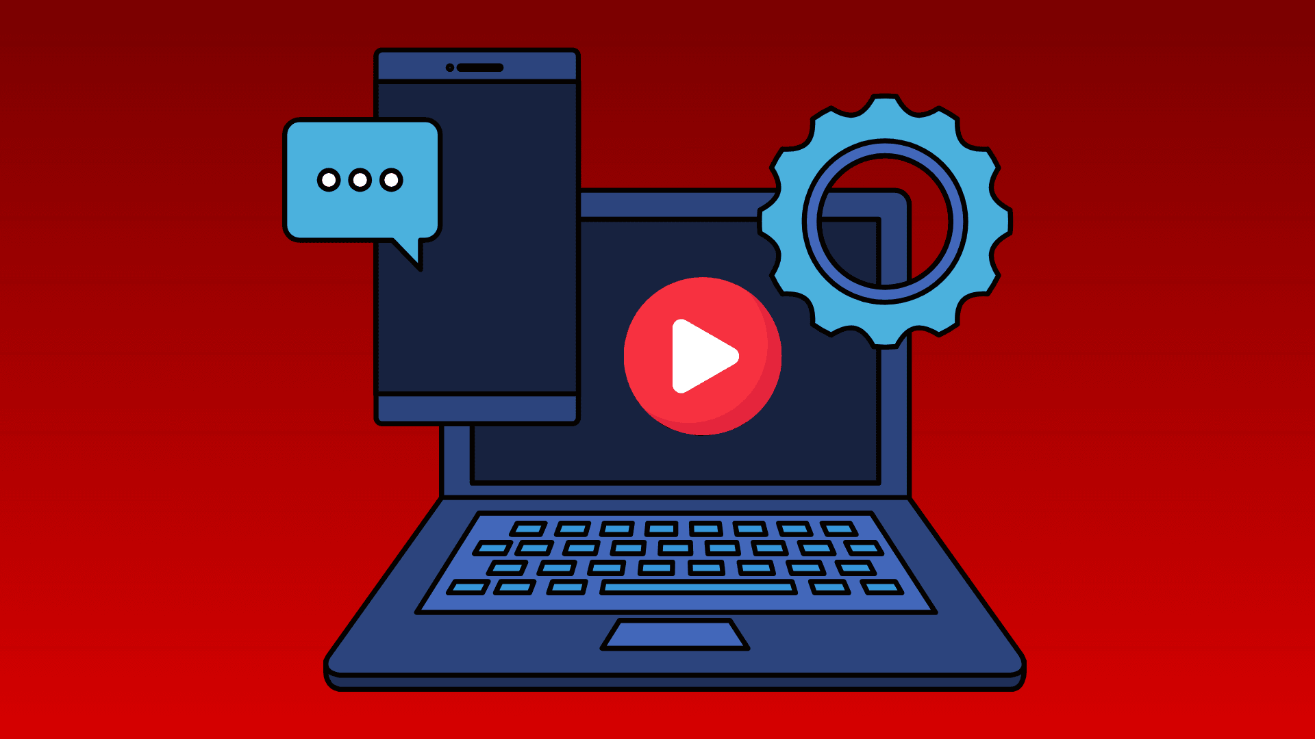 PC and mobile devices showing the YouTube logo, representing how to turn on dark mode on YouTube on multiple devices.