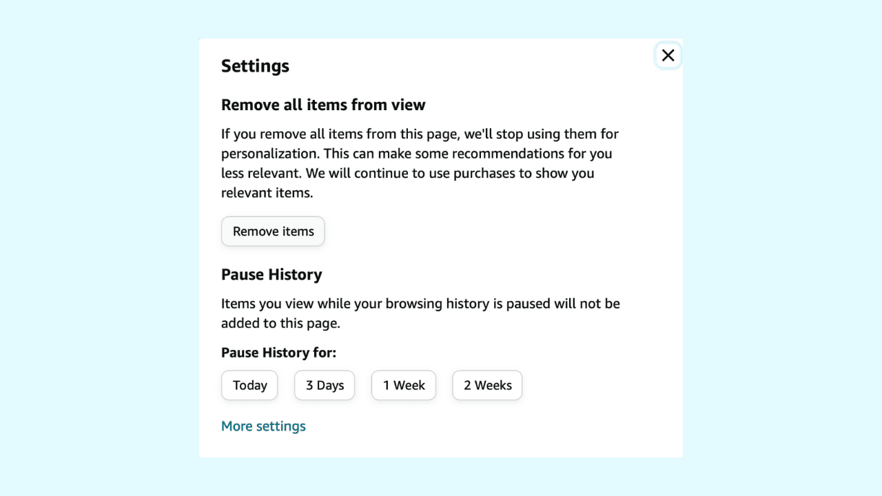 Delete Amazon browsing history completely