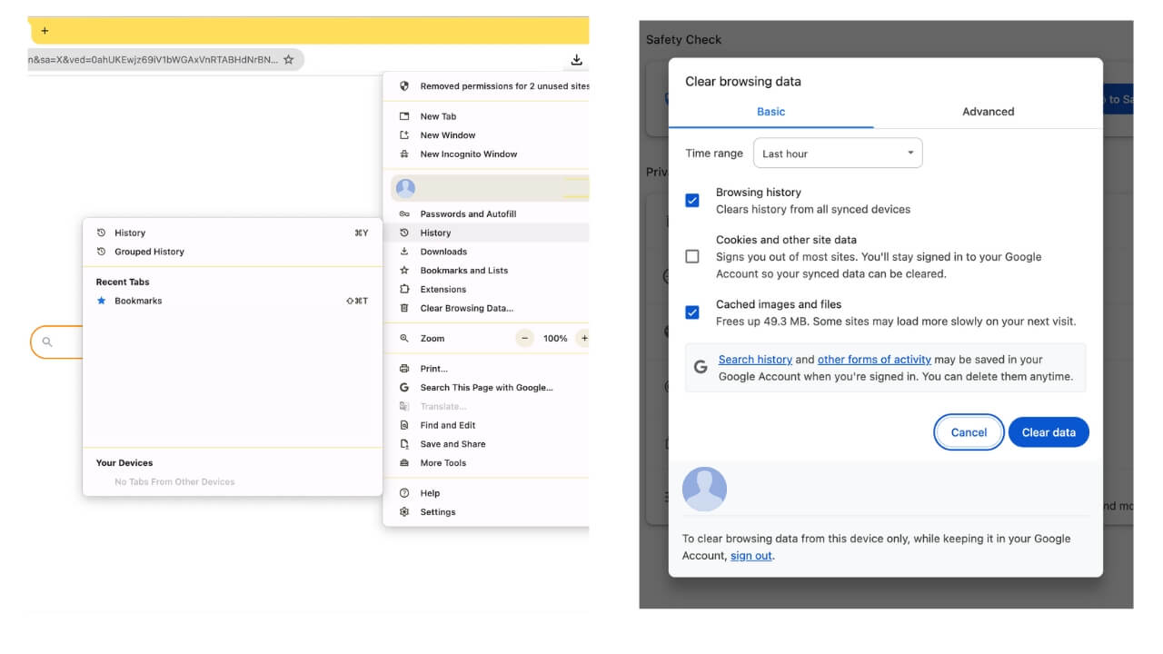 Delete browsing history Chrome screenshots