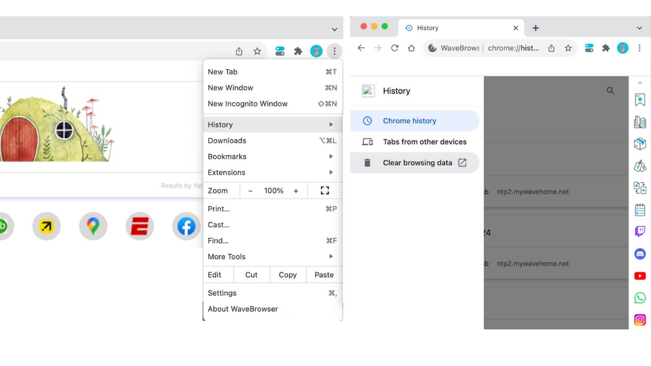 Delete browsing history Wave Screenshots