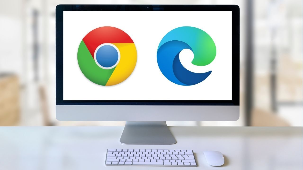 Browser logos of Edge and Chrome, representing how to pin website to taskbar in Edge and Chrome
