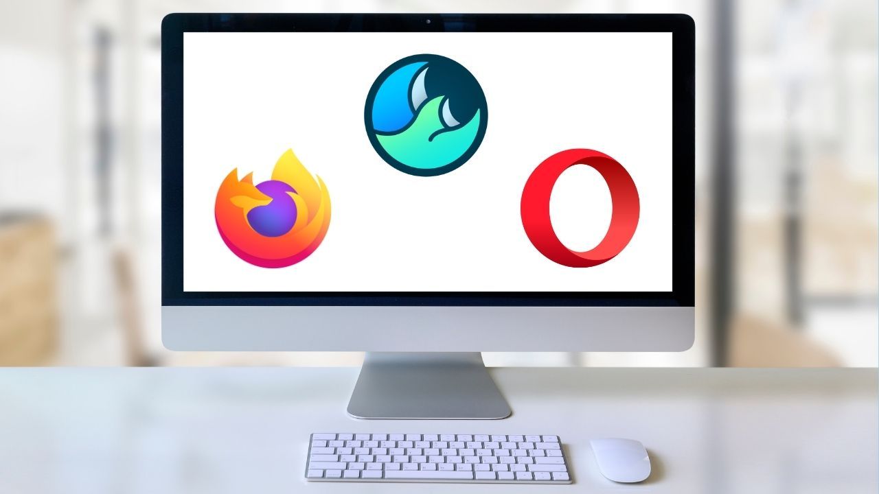 Computer displaying the Wave, Opera, and Firefox logos, representing how do I pin a website to my taskbar in other browsers