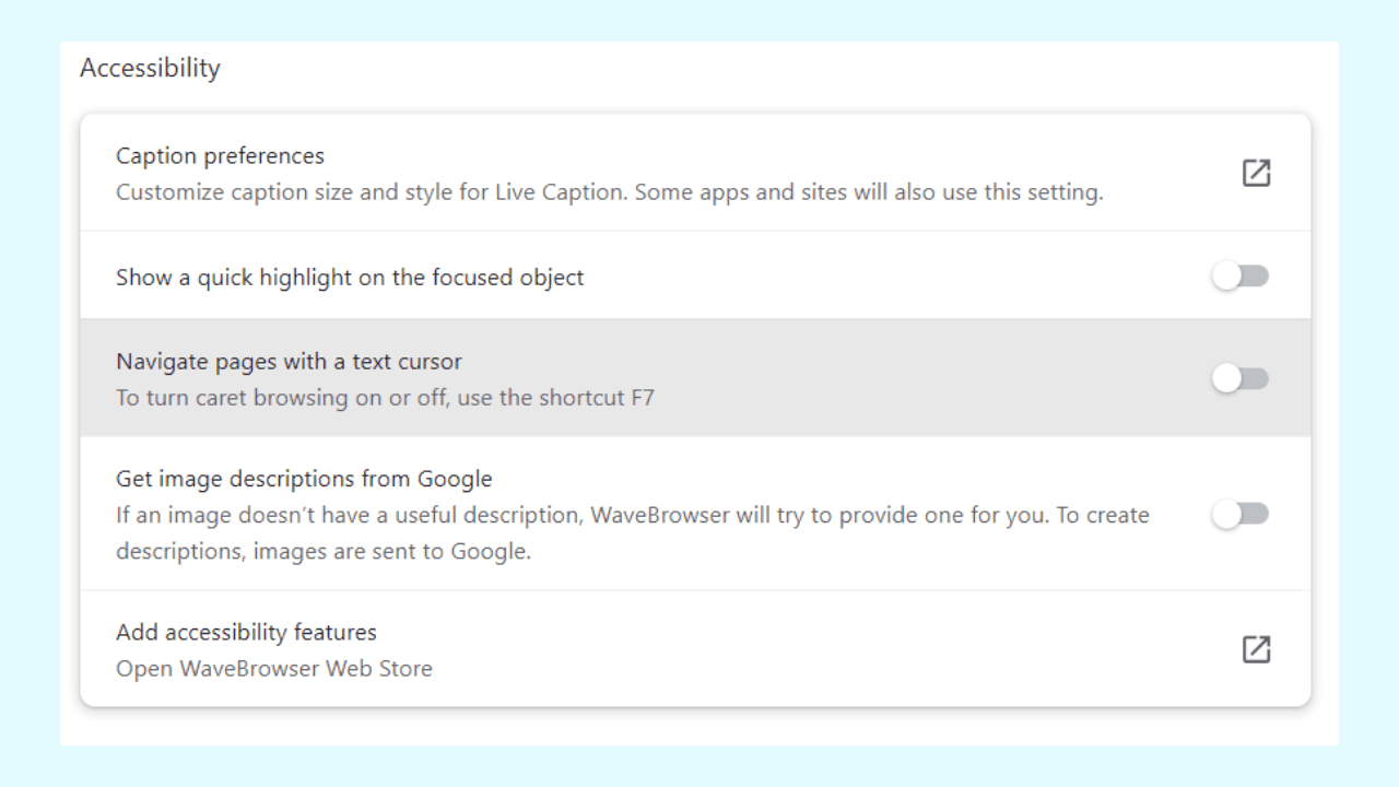 How to turn off caret browsing