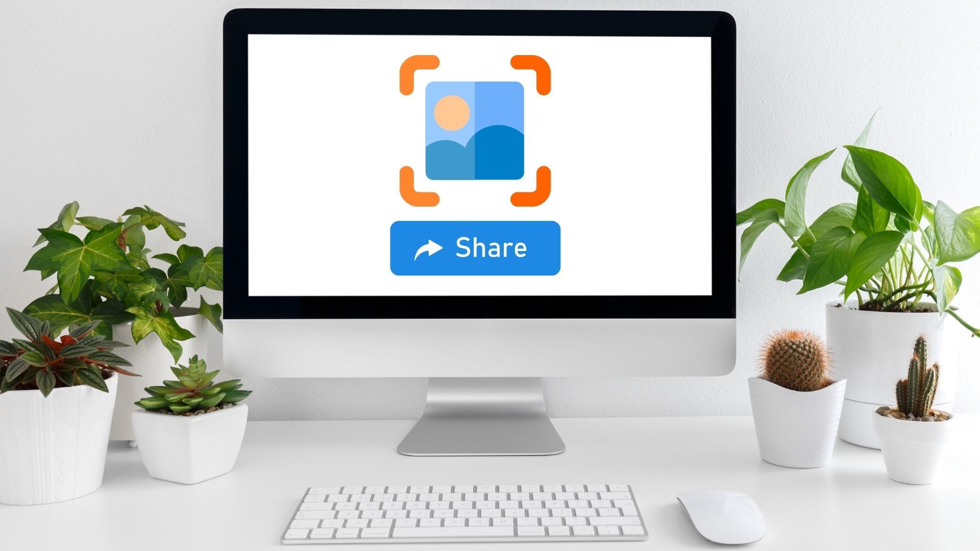 Mac computer with a share button under a screenshot, showing how to share screen shot mac