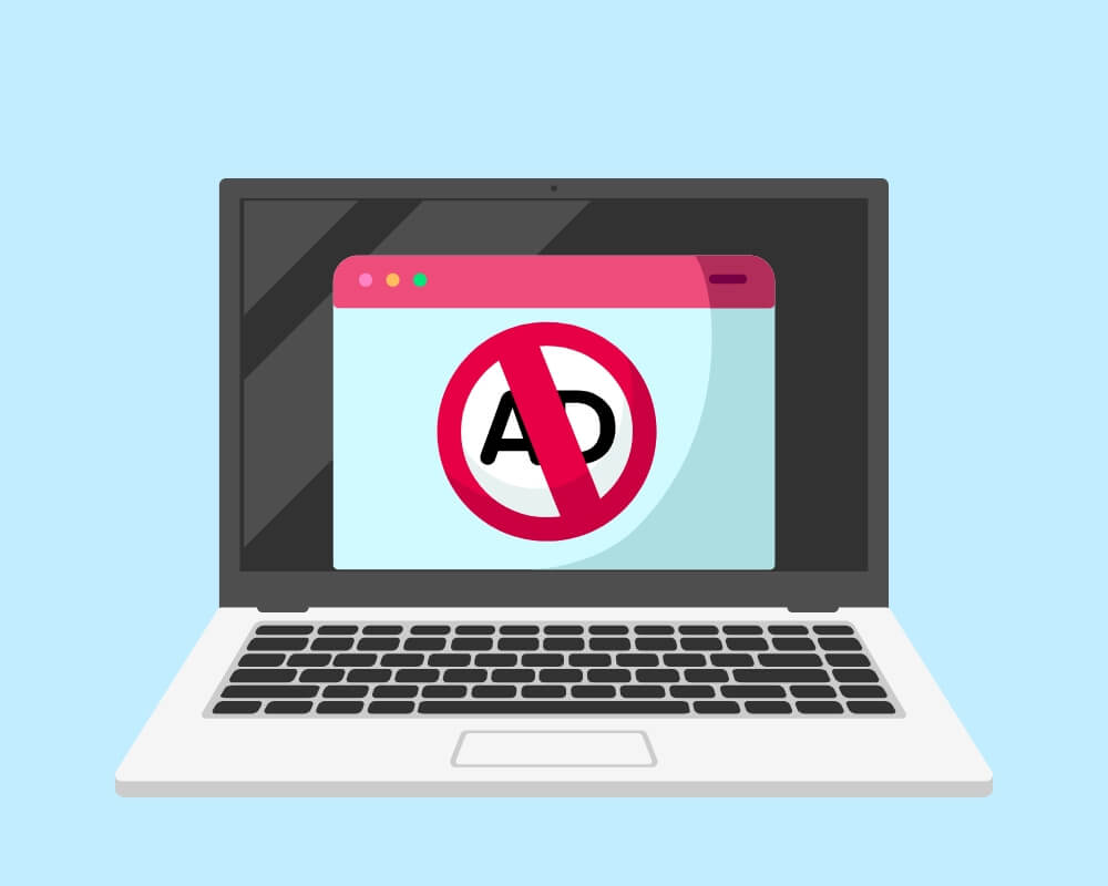 The role of adblockers and privacy extensions in protecting your online privacy - image of a laptop with ad blocking on an open browser window