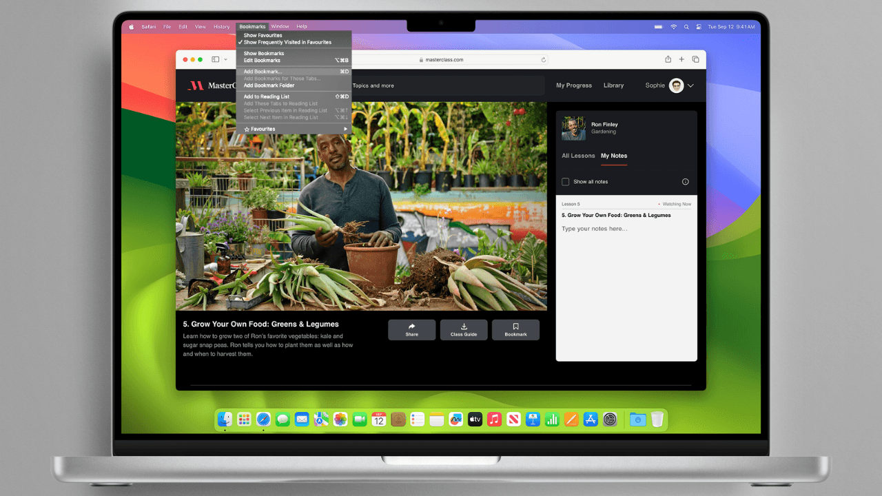Safari browser with bookmarks tab open, representing how to delete bookmarks on Safari