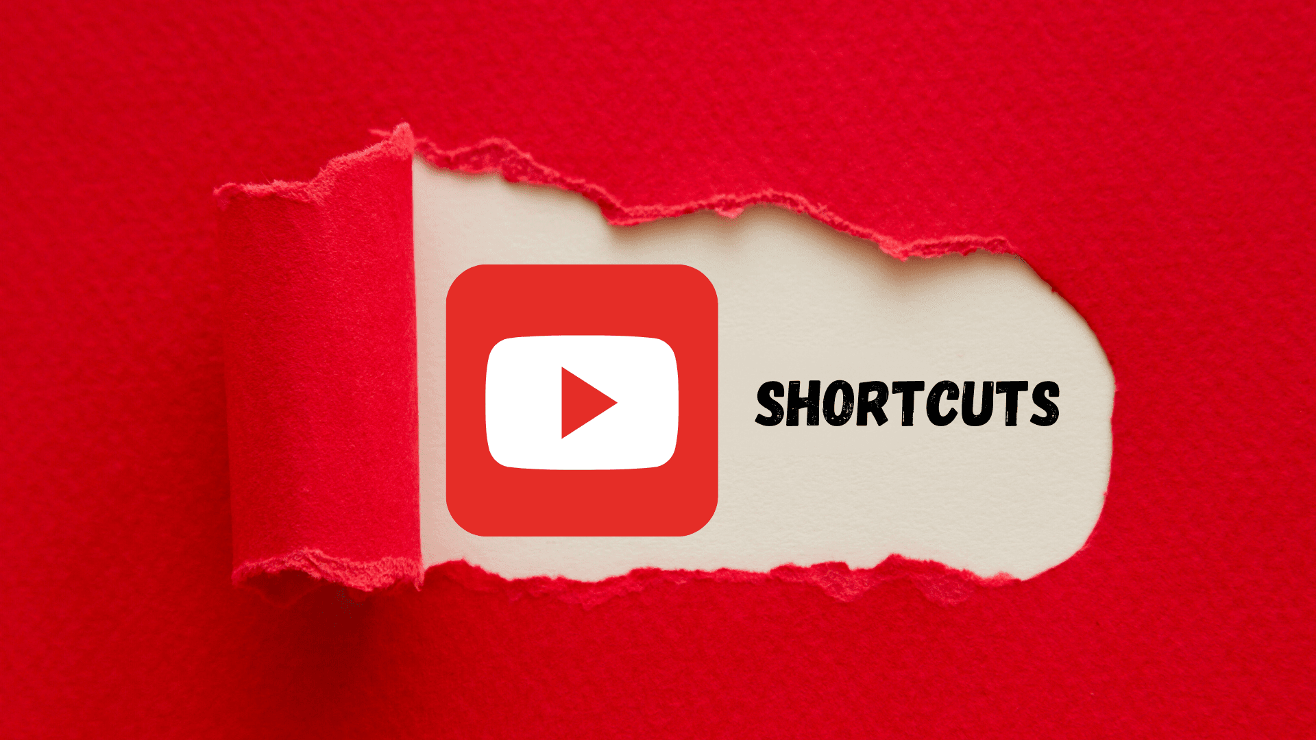 Red ripped paper revealing the YouTube logo with the word \