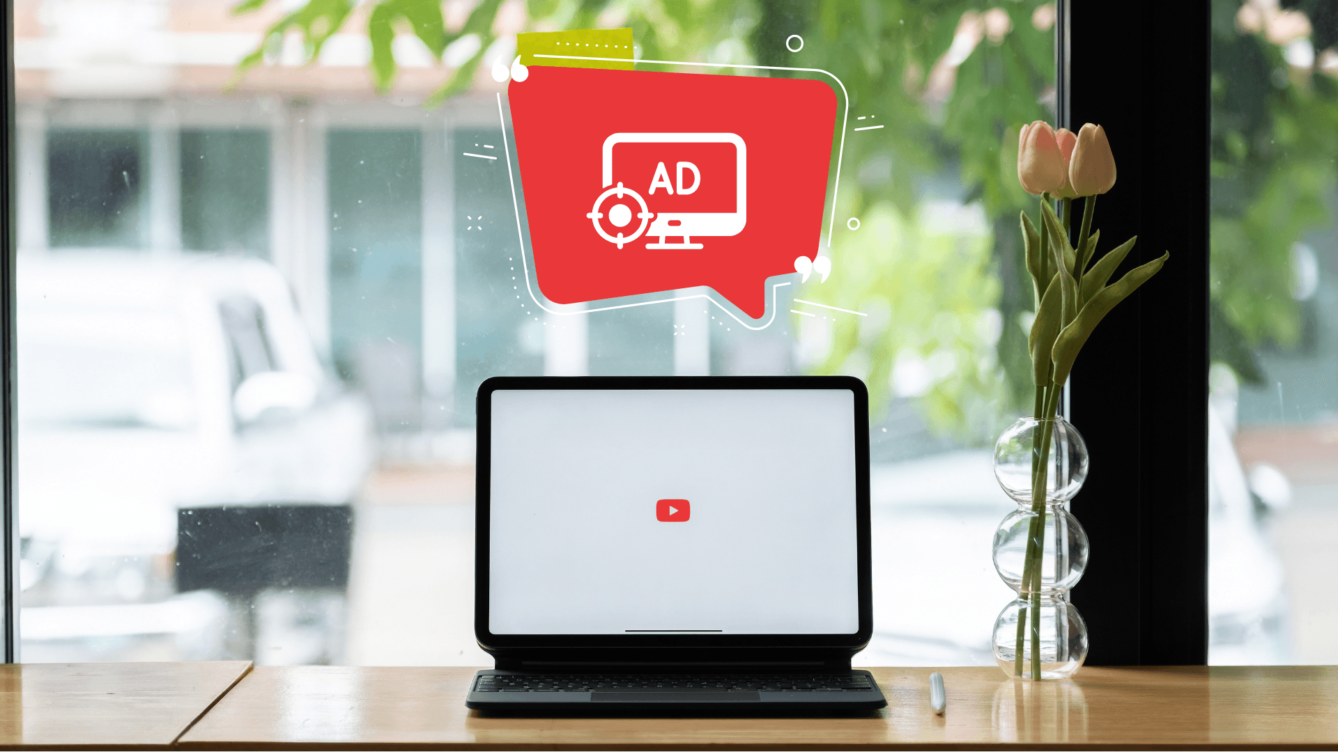 YouTube logo on a computer with an icon of an adblocker hovering overtop, showing why is adblock not working on YouTube.