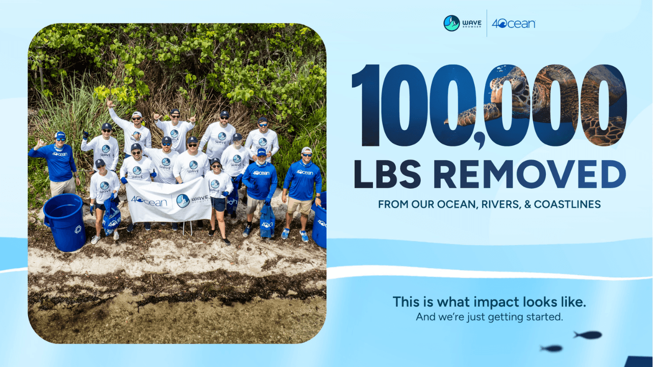 Wave Browser 4ocean Milestone 100K pounds ocean and waterway trash removed