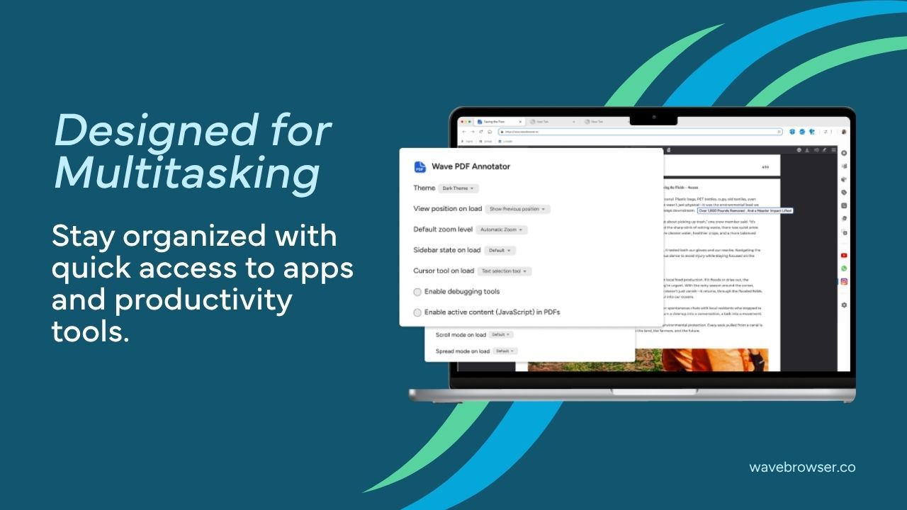 wave browser is designed for multitasking
