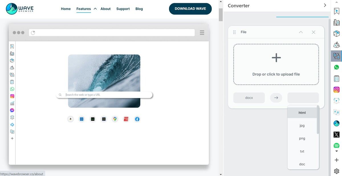 DOC Converter on Wave Browser