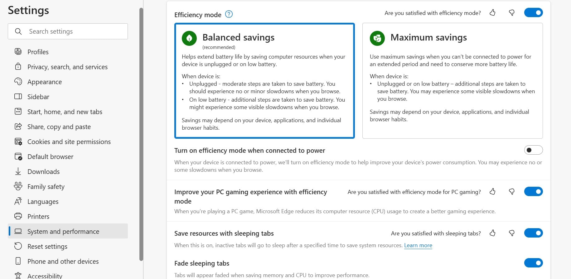 Microsoft Edge's Memory Saver feature