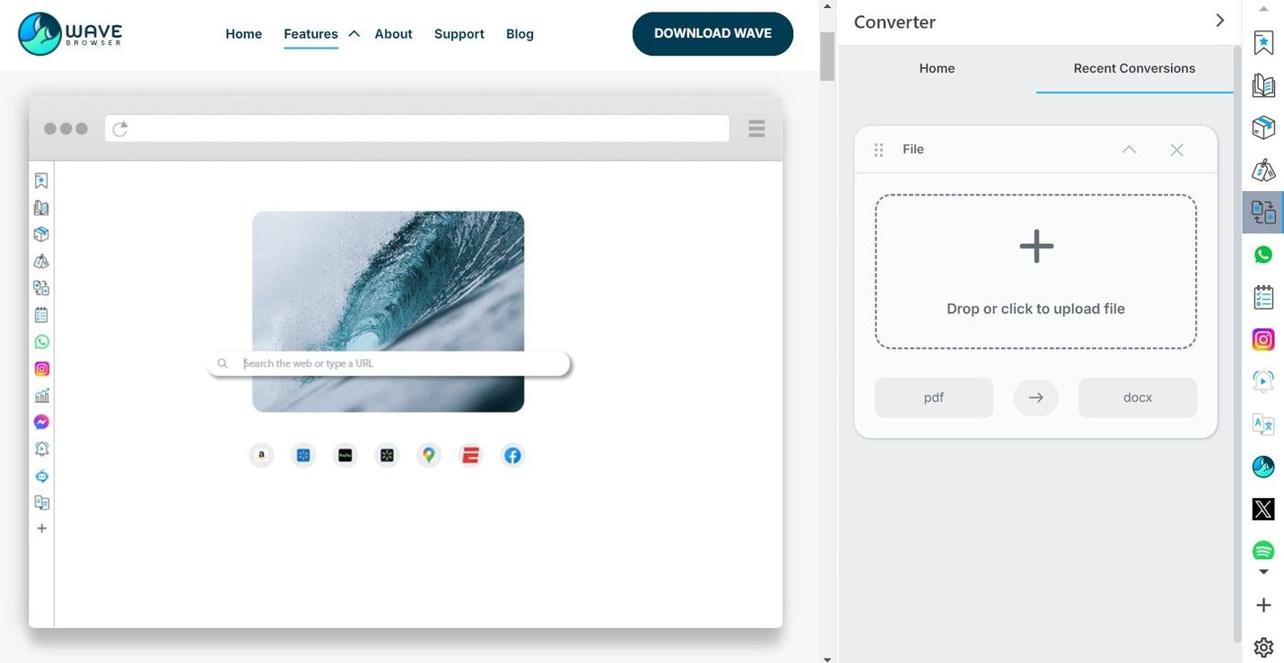 PDF Converter on Wave Browser