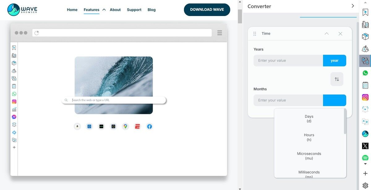 time converter on wave browser