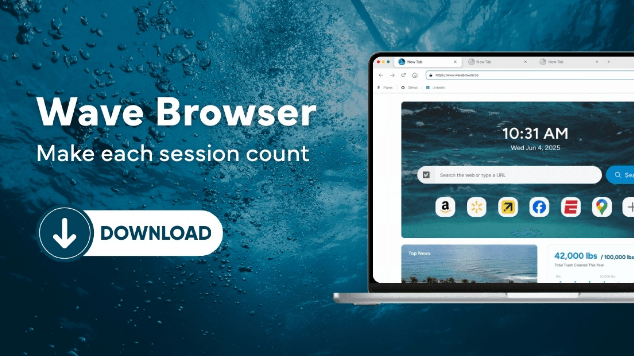 Download Wave Browser, a Chromium-based browser with an environmental mission, and make each session count