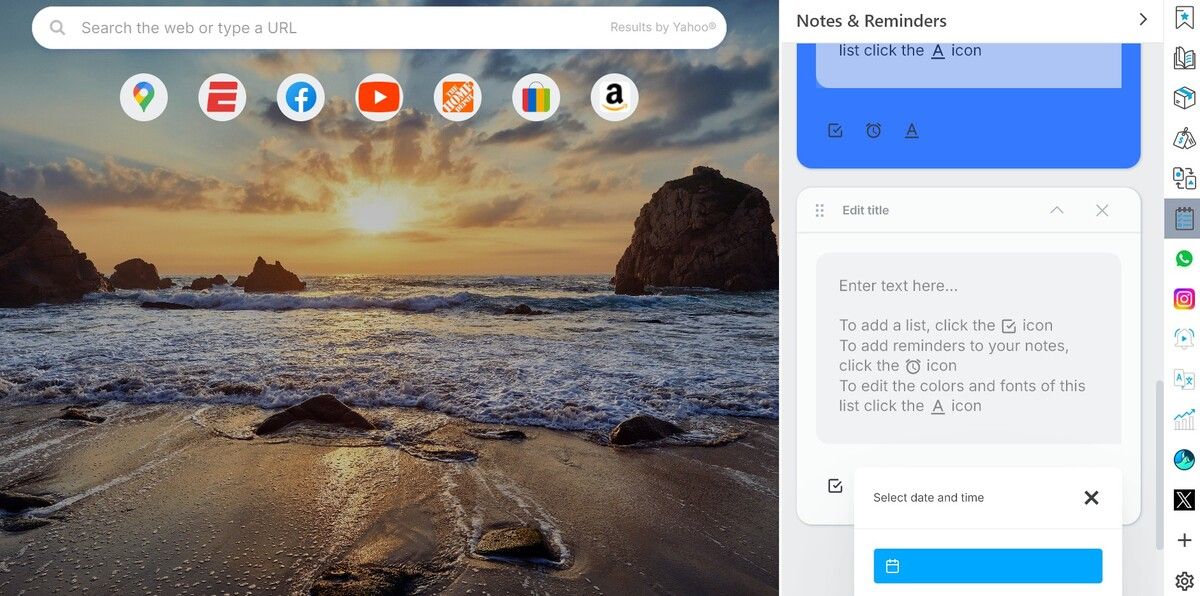 Wave Browser Notes & Reminders