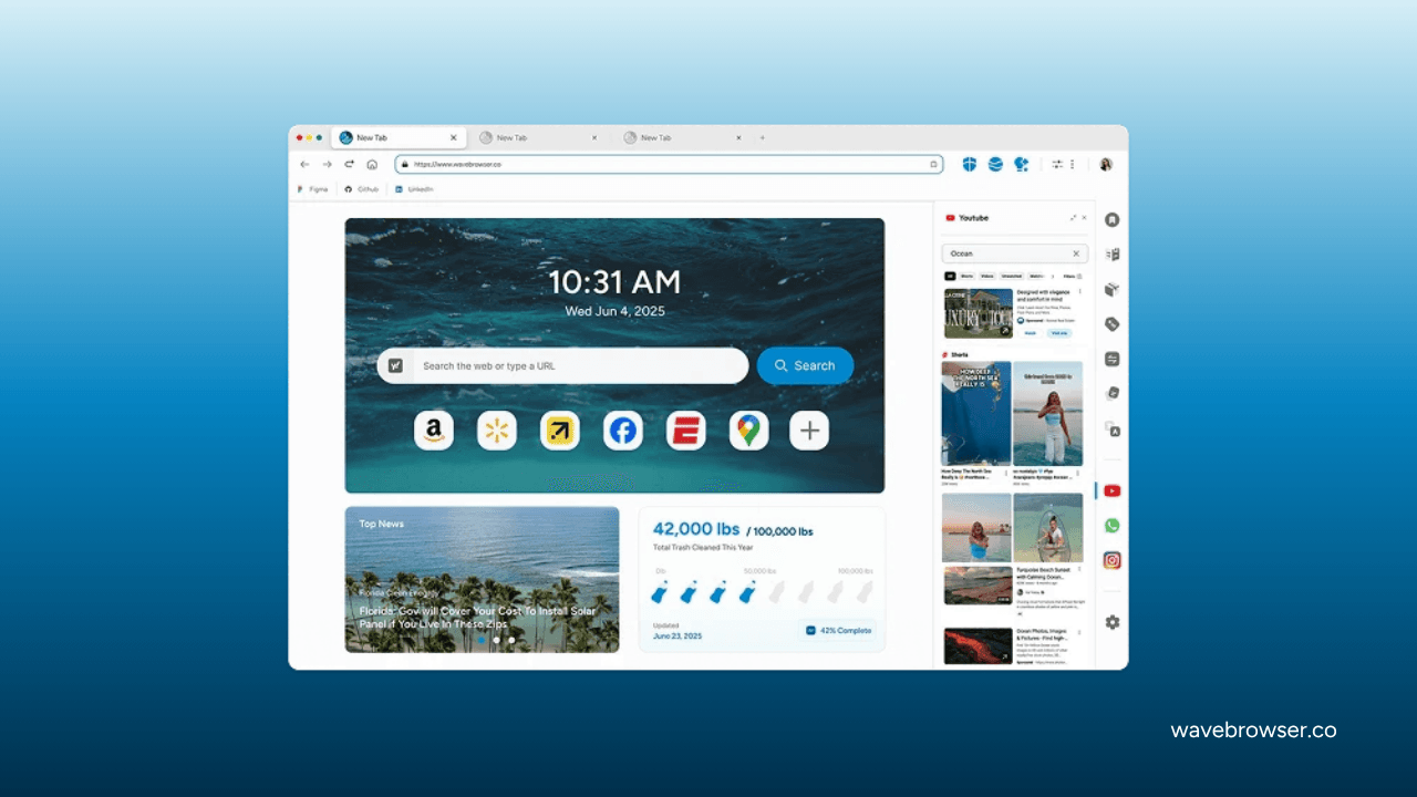 wave browser split screen