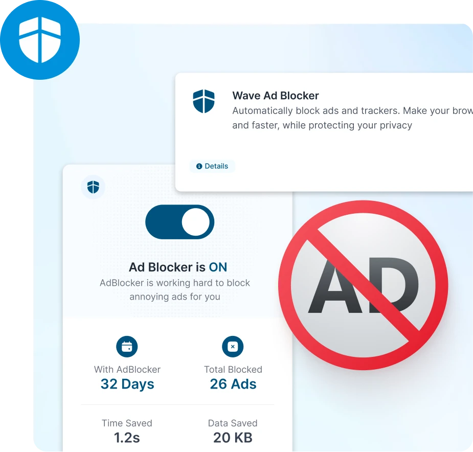 Free built-in ad blocking for faster browsing