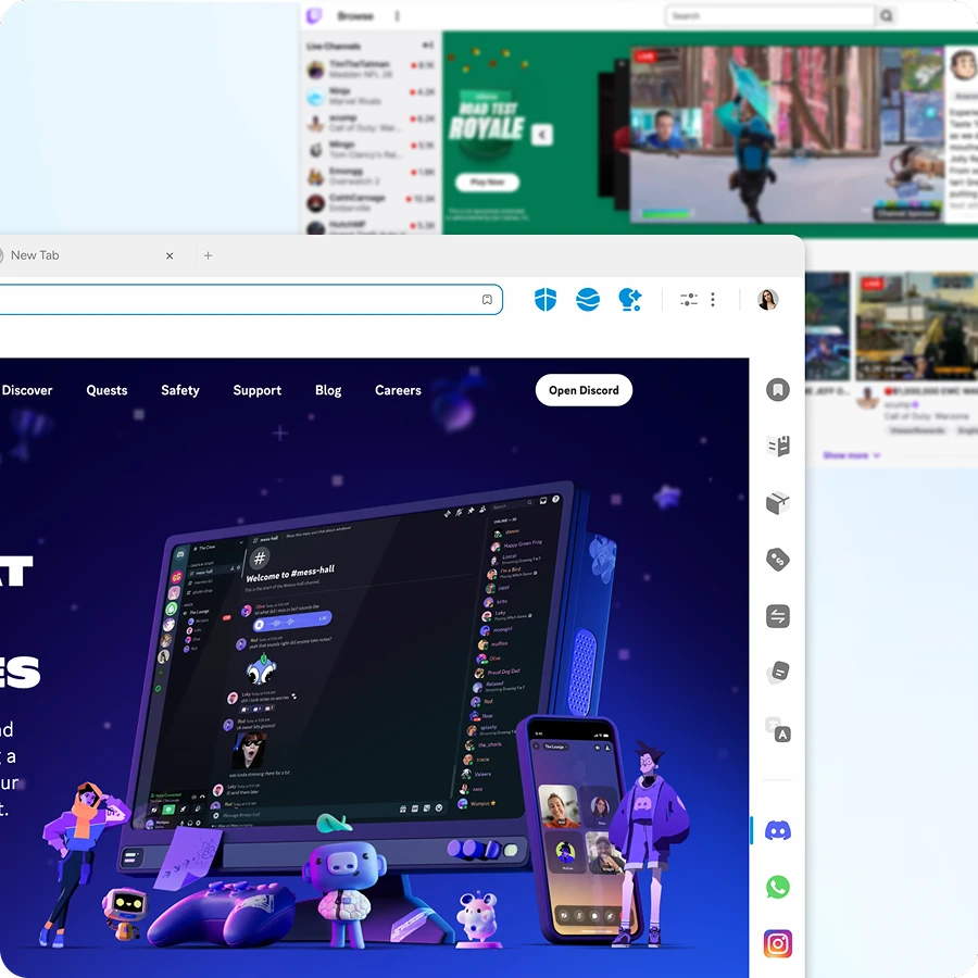 Split view gaming with Discord and Twitch streaming