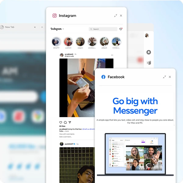WhatsApp and social media messaging in browser